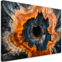 LEINWANDBILD Holzmaserung Natur 90x60cm - Orange, Textil (90/60cm) - Feeby