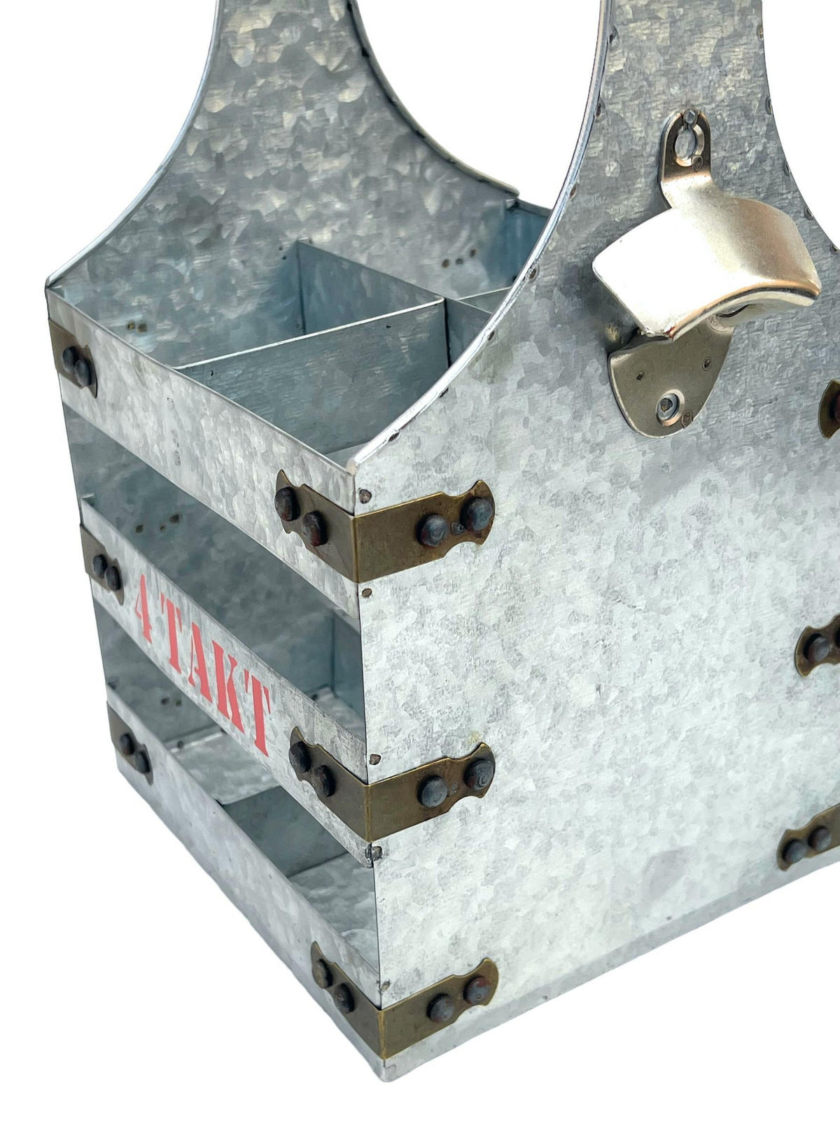 BIERTRÄGER Metall mit Öffner 4 Takt 96405 - Silberfarben, Metall (22/33/20cm) - DanDiBo