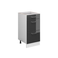 UNTERSCHRANK R-Line Weiß Hochglanz 40 cm mit Schubladen, ohne AP - Weiß Hochglanz/Weiß, Holzwerkstoff (40/81.6/46cm) - Vicco