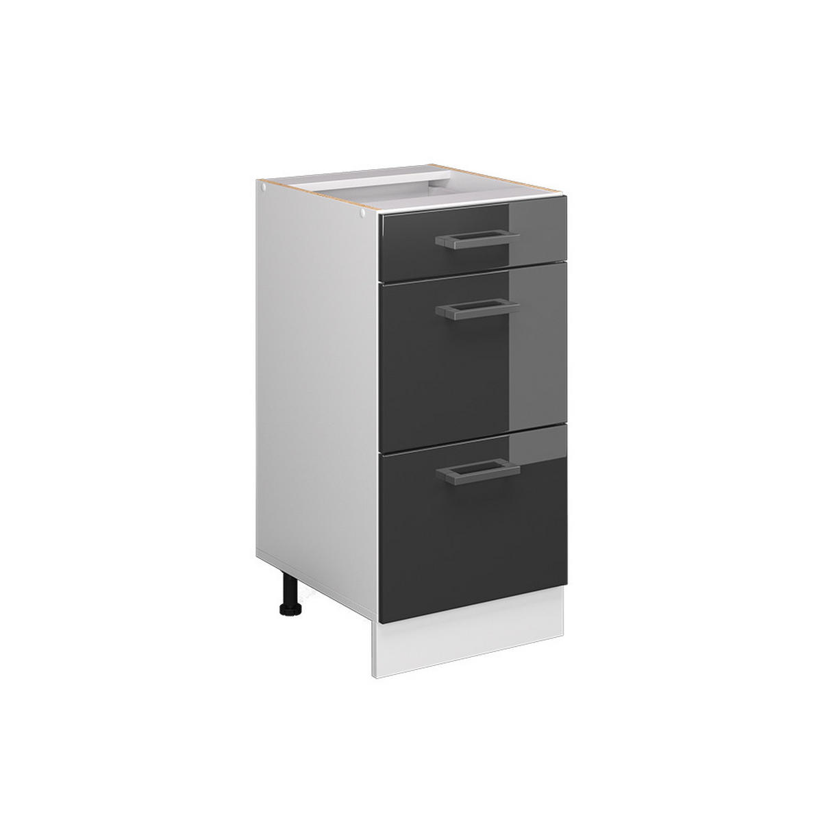 UNTERSCHRANK R-Line Weiß Hochglanz 40 cm mit Schubladen, ohne AP - Weiß Hochglanz/Weiß, Holzwerkstoff (40/81.6/46cm) - Vicco