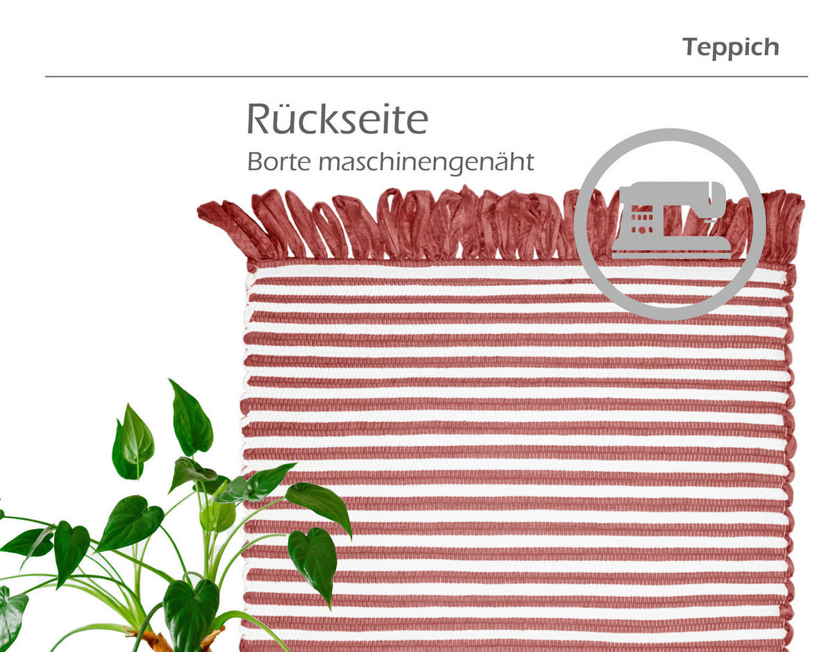 HANDGEWEBTER Läufer 50x70 cm Marsala - Altrosa, Naturmaterialien/Textil (50/70cm) - Lashuma