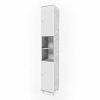 BADSCHRANK Fynn Beton 30 x 190 cm - Weiß/Grau, Holzwerkstoff (30/190/30cm) - Vicco