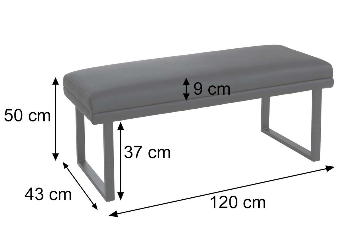 SITZBANK Schwarz - Schwarz, Kunststoff (120/50/43cm) - MCW