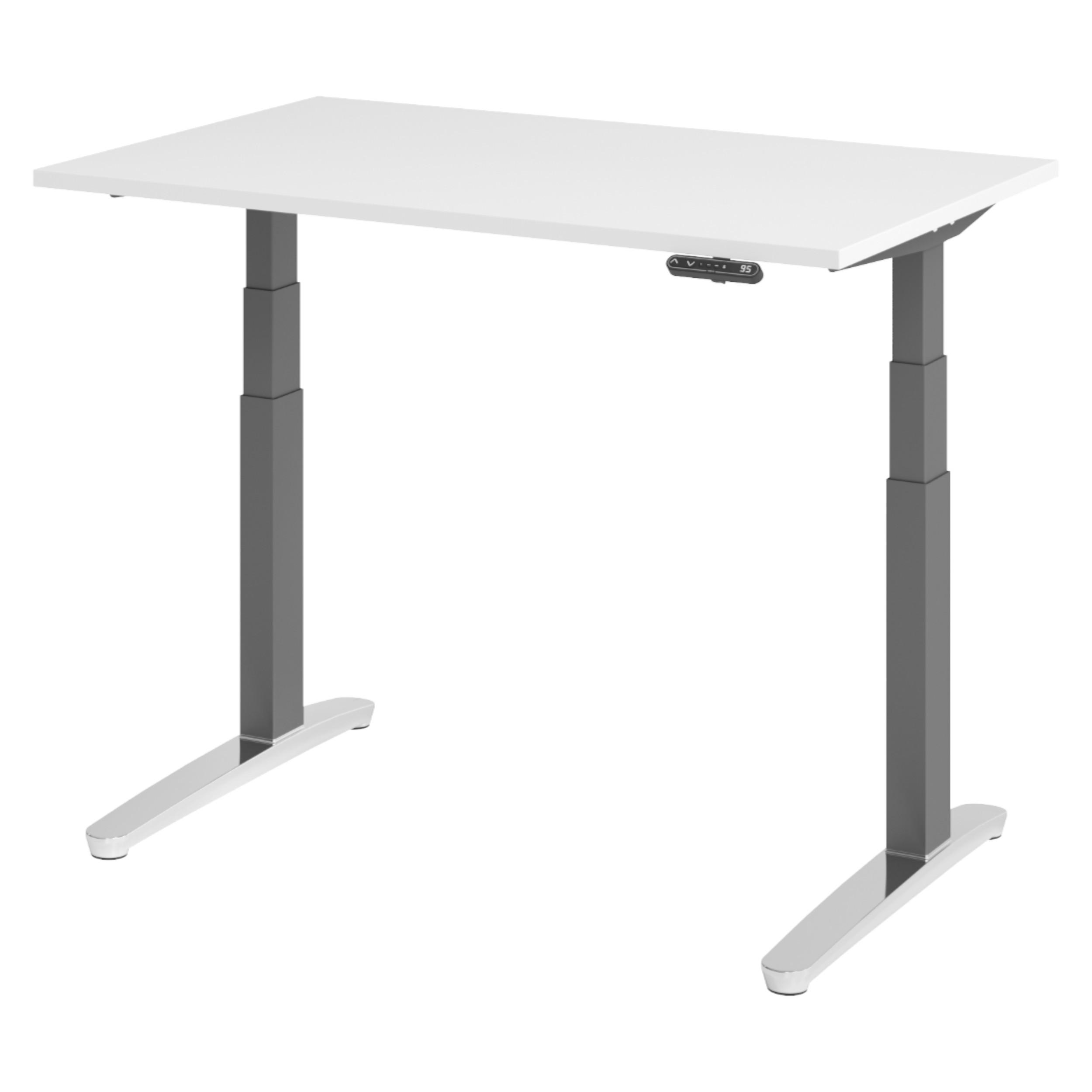SCHREIBTISCH elektrisch XBHM 80/120/74 cm in Weiß/Graphitfarben/Alu poliert - Graphitfarben/Weiß, Holzwerkstoff (80/120/74cm) - bümö