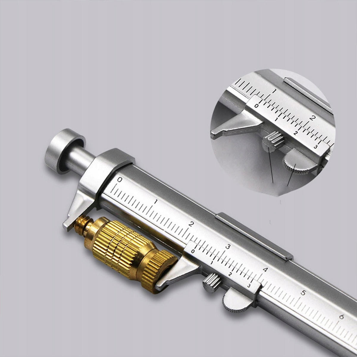 SCHIEBLEHRE 2-in-1, Stift mit Messskala, 0-100 mm, ±0,02 mm, 150 mm, Ersatzmine - Multicolor, Kunststoff/Metall (10/10/10cm)