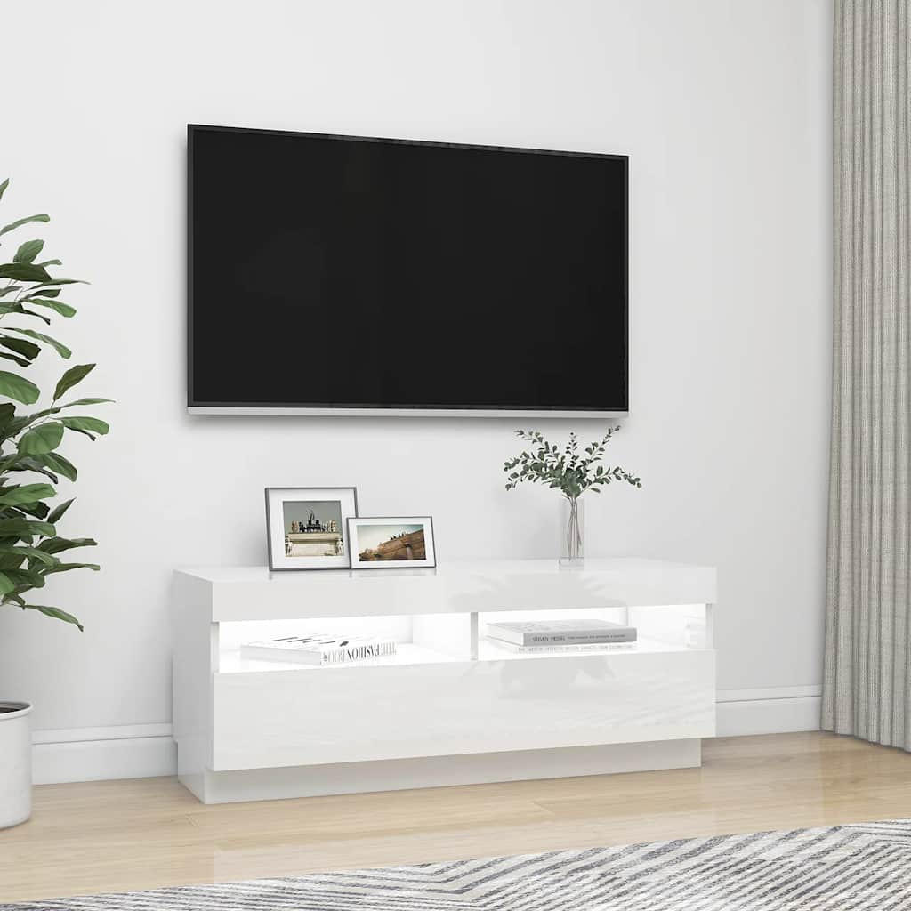 vidaXL Tv-Schrank Weiß Hochglanz 100x40x35 cm