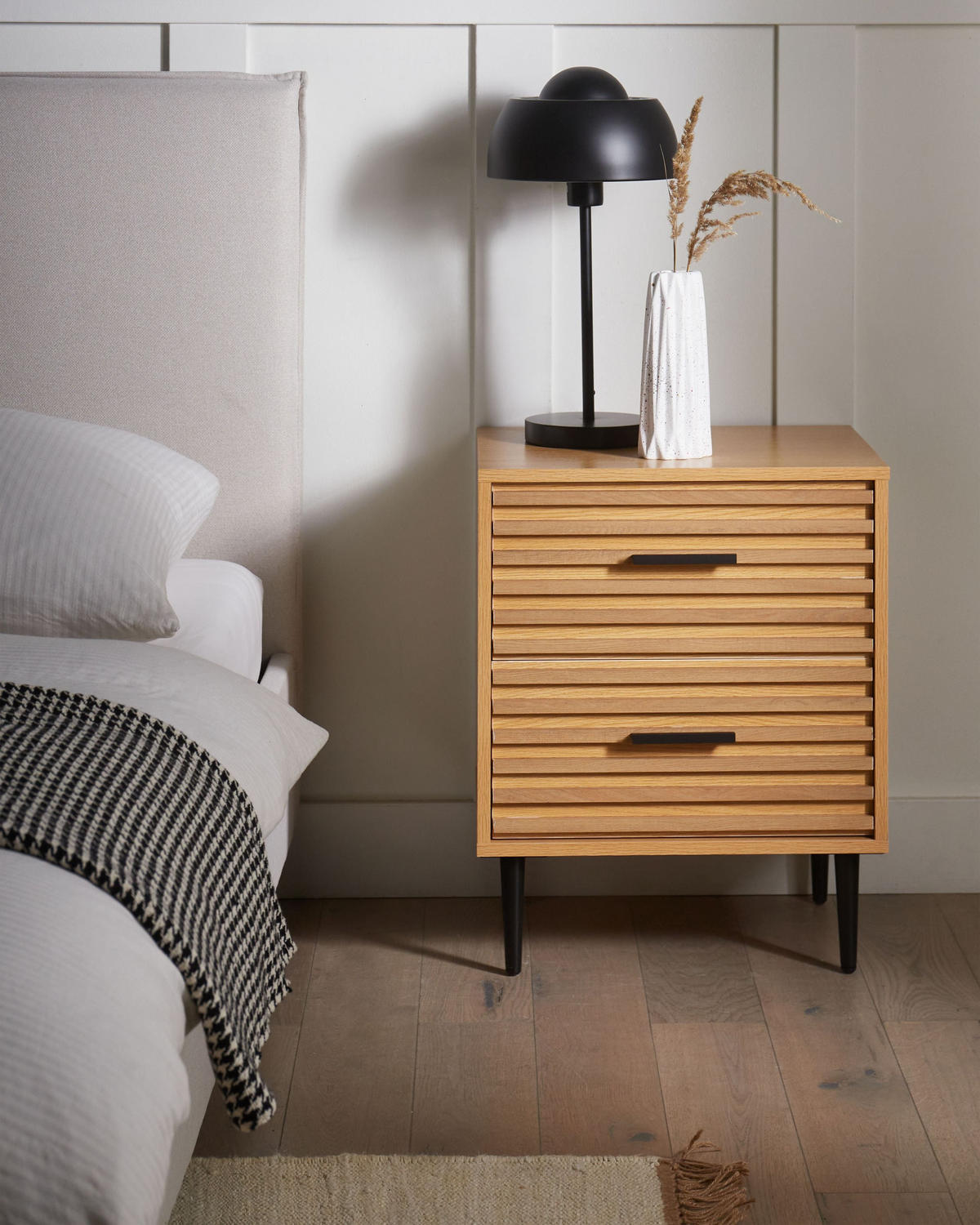 NACHTTISCH mit 2 Schubladen Hellbraun Keith - Hellbraun, Holzwerkstoff (40/48/60cm) - Beliani