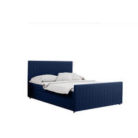 BOXBETT mit Bettkasten Matratze Topper LATINO stoff Velvet 200x200 cm Marineblau H2-Pocket - Dunkelblau, Holz/Holzwerkstoff (200/200cm) - Kaiser Möbel