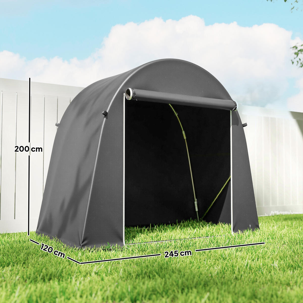 CARPORT Grau 1 Stück - Grau, Kunststoff (120/200/245cm) - GiPP