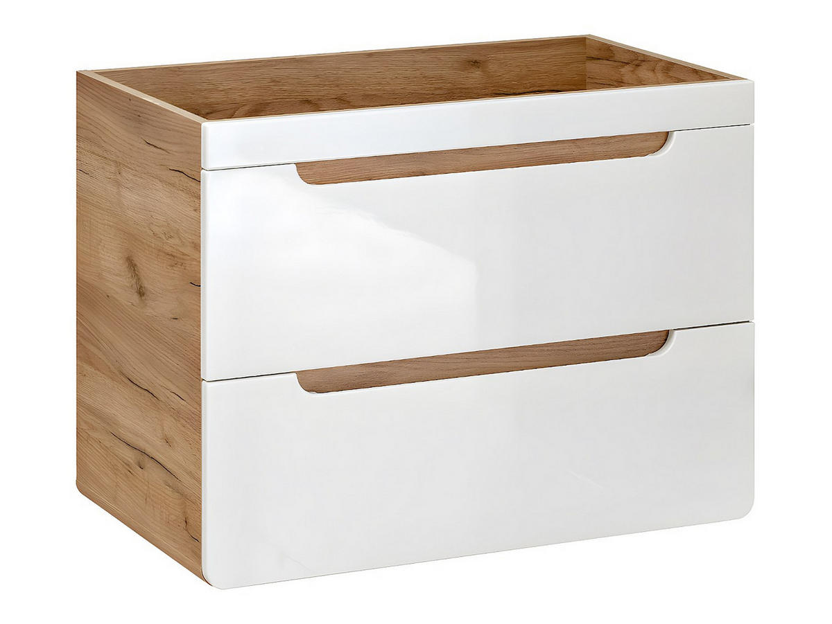 EINZELWASCHTISCH - 80cm x 46cm - MDF - naturfarben hell, weiß - ARUBA - Naturfarben, Holz (80/59/46cm) - Vente-Unique