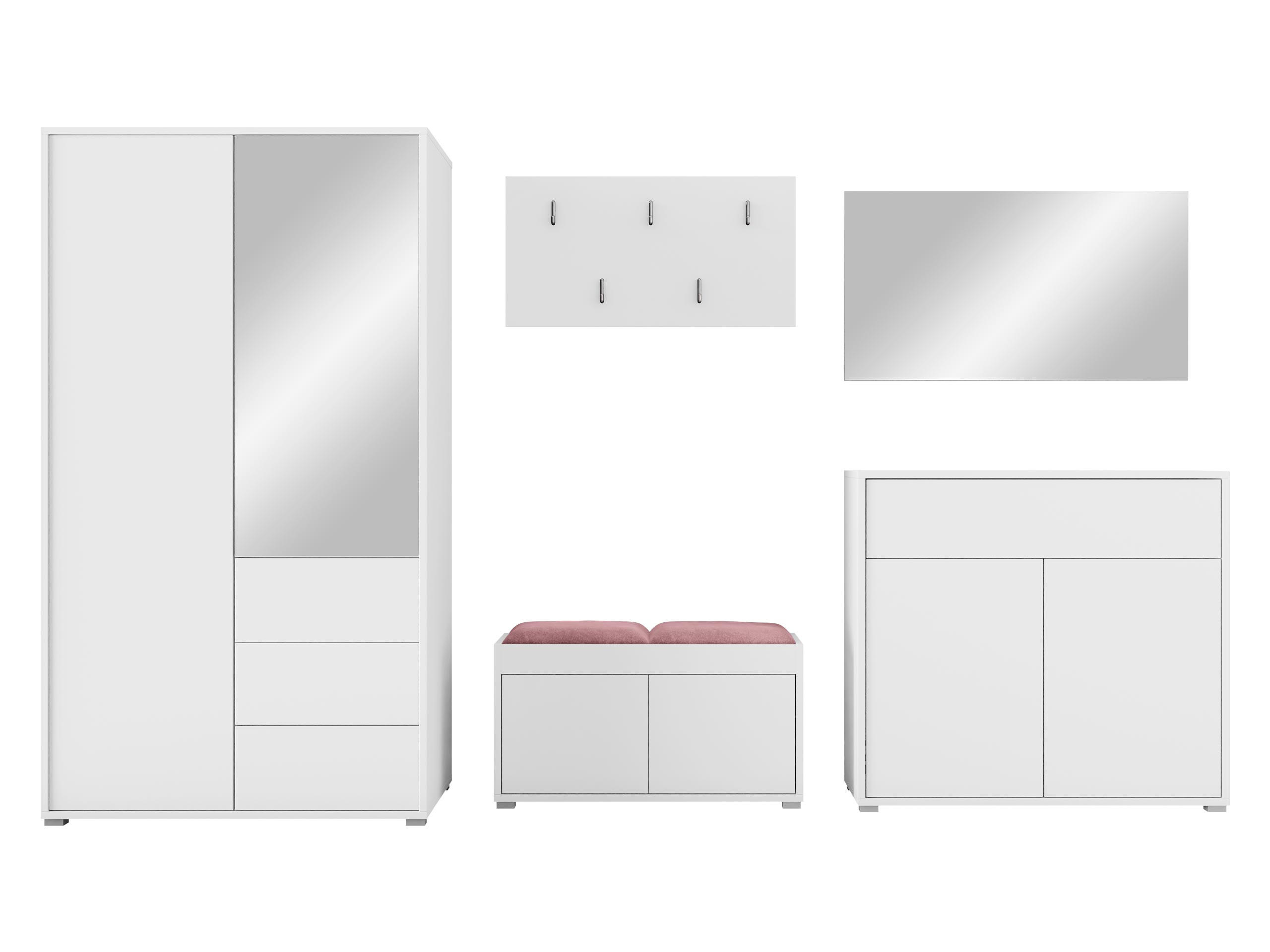 GARDEROBEN-SET Gesita V - Silberfarben/Weiß, Holzwerkstoff/Kunststoff (100/178/59cm) - MIRJAN24
