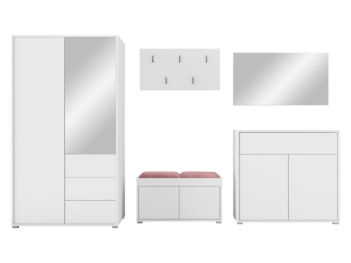 GARDEROBEN-SET Gesita V - Silberfarben/Weiß, Holzwerkstoff/Kunststoff (100/178/59cm) - MIRJAN24