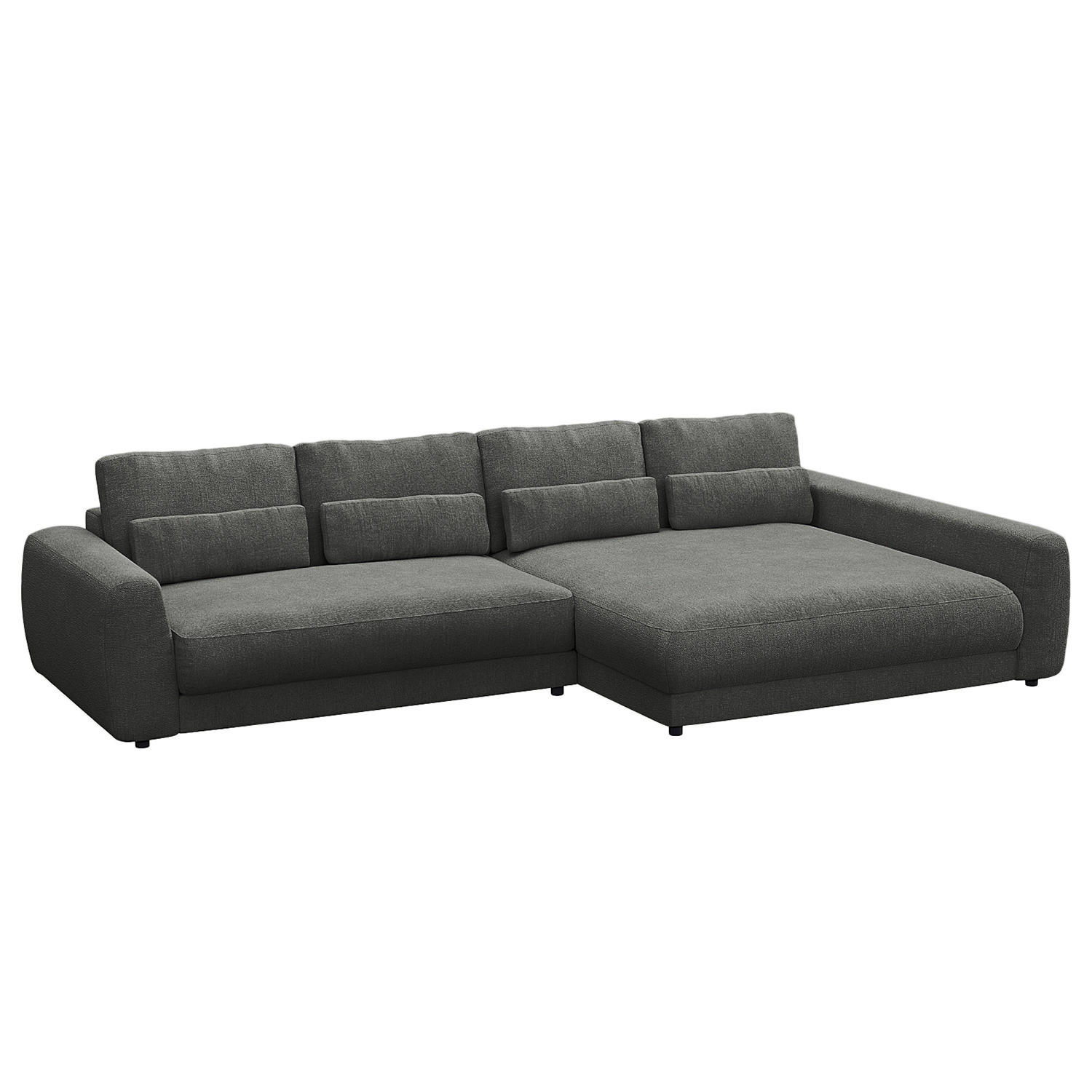 ECKSOFA mit XXL-Longchair - Schwarz/Grau, Kunststoff/Textil (323/182cm) - home24