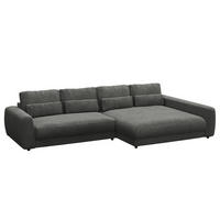 ECKSOFA mit XXL-Longchair - Schwarz/Grau, Kunststoff/Textil (323/182cm) - home24