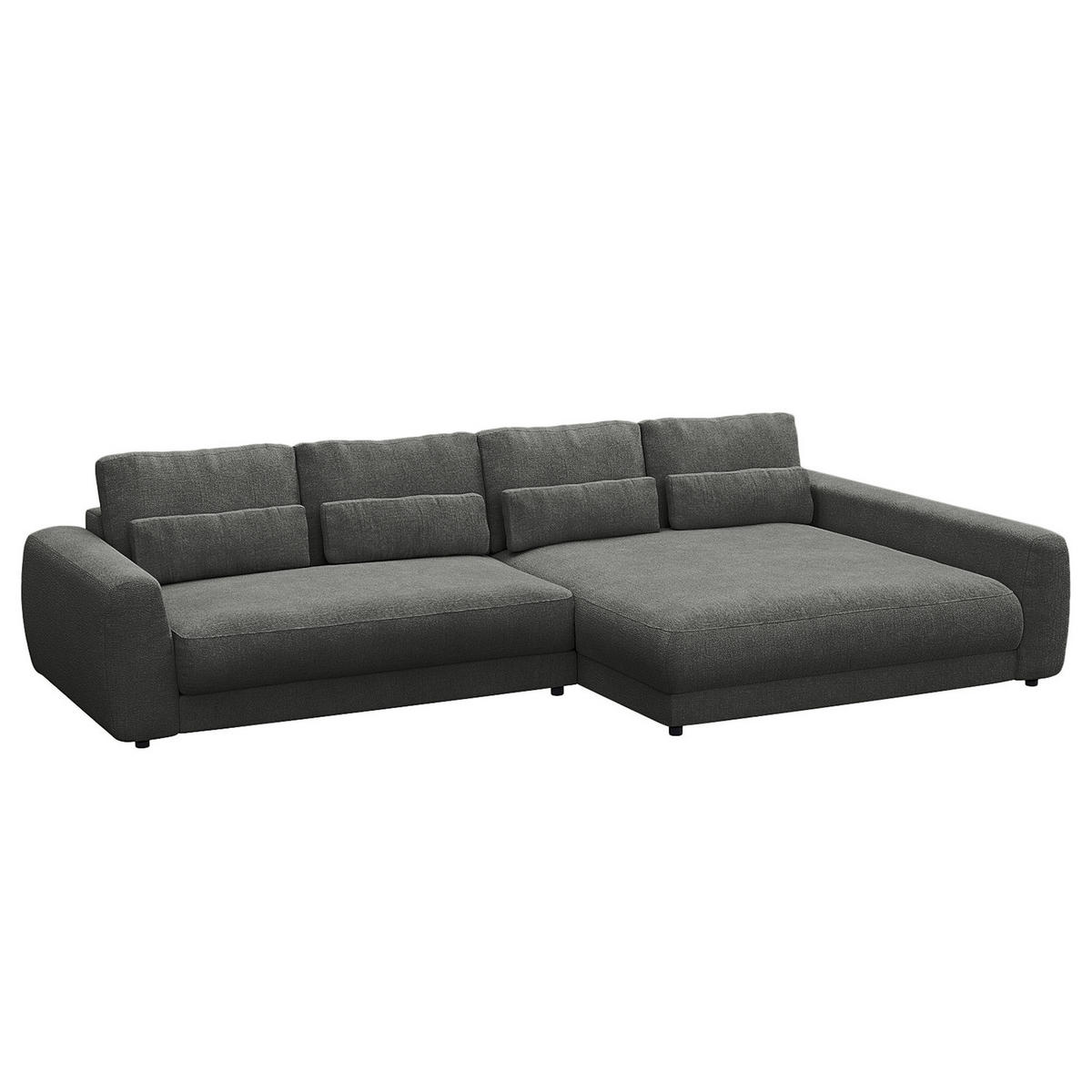 ECKSOFA mit XXL-Longchair - Schwarz/Grau, Kunststoff/Textil (323/182cm) - home24