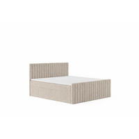 BOXBETT Mit Matratze Und Bettkasten, Chenille-Stoff Flow, Dunkelbeige, 160x200 cm, H2-Pocket, DEMETER - Sandfarben, Holz (160/200cm) - Kaiser Möbel