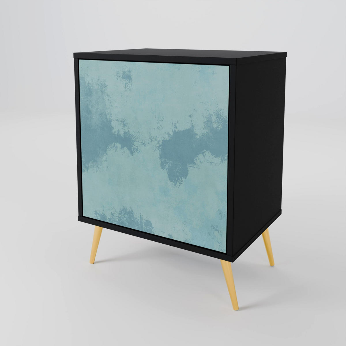 SIDEBOARD SKY WASH, Schwarz, 57,5x42x67,5 cm, Schwarze Metall-Rahmenfüße - Multicolor/Schwarz, Holzwerkstoff/Metall (57.5/67.5/42cm) - SpaceRebels