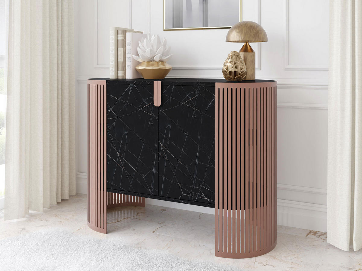 KOMMODE Fikoli Ember - Messingfarben/Schwarz, Holzwerkstoff/Metall (120/90/40cm) - MIRJAN24