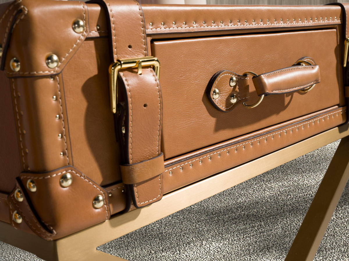 BEISTELLTISCH Rechteckig Kamel Gold 62/47/62 - Braun, Leder (47/62/62cm) - ANGEL CERDA