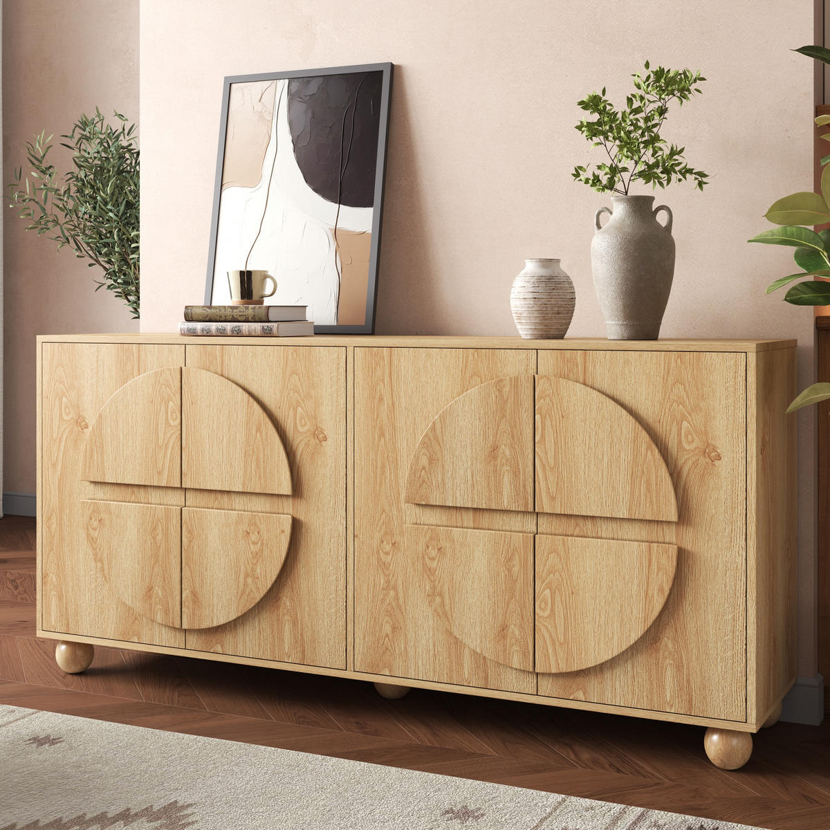 SIDEBOARD mit 4 Türen und verstellbaren Böden - Naturfarben, Holzwerkstoff (160/76/38cm) - FLIEKS