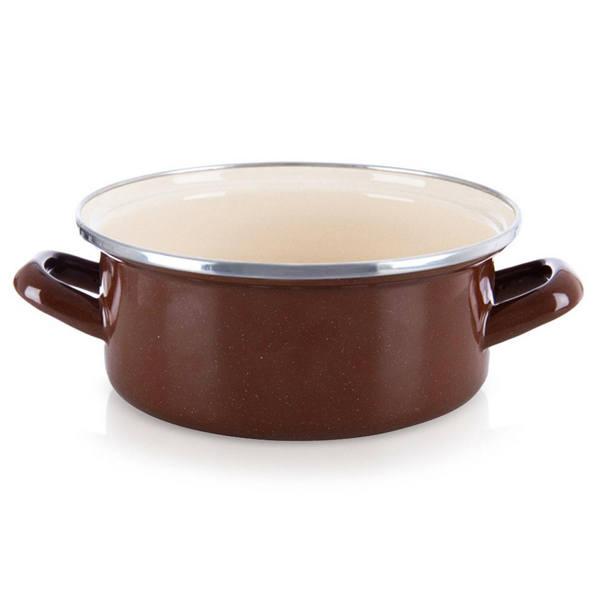 EMAILLIERTOPF Brown mit Griffen braun - Braun, Metall (20.5cm) - Orion 