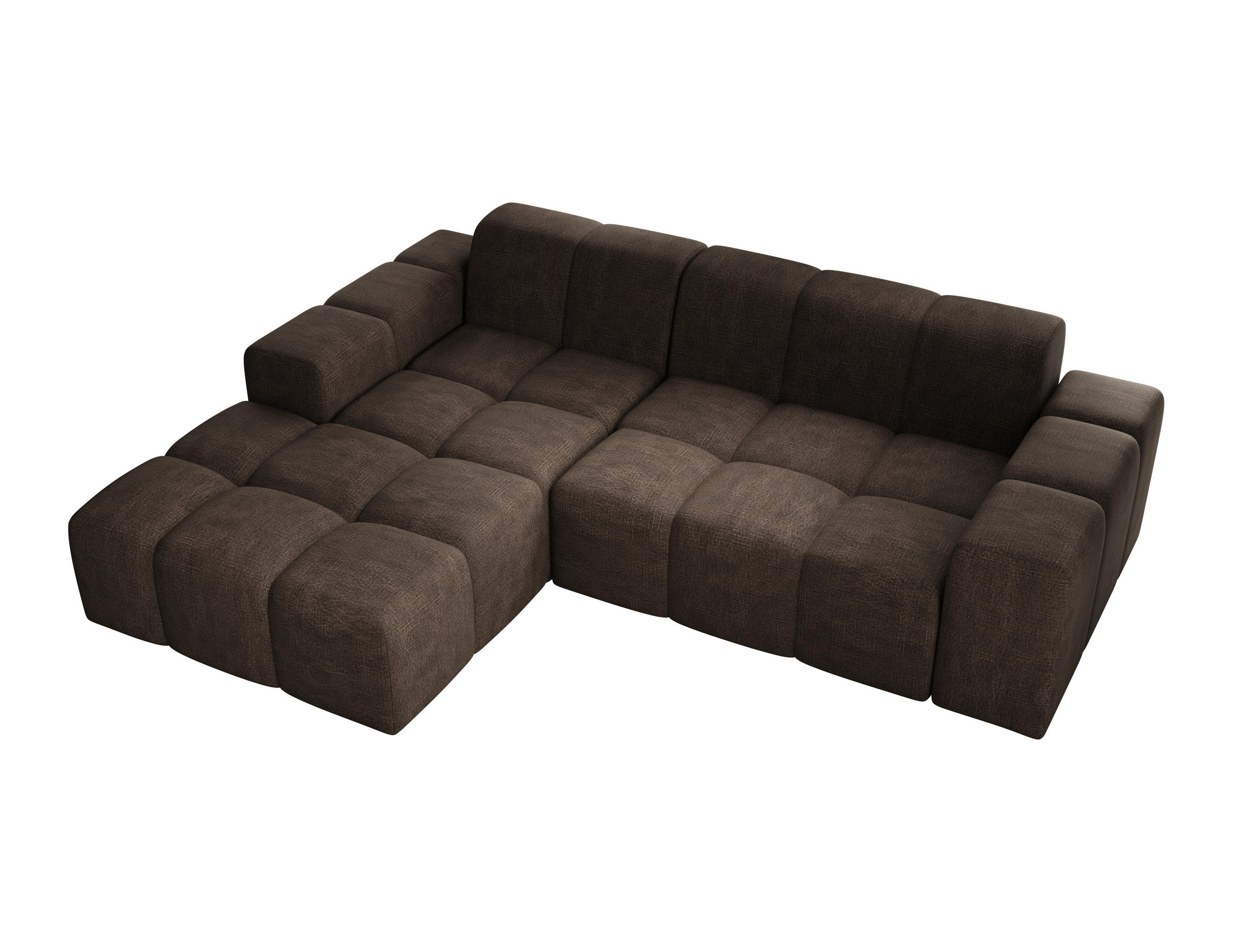 ECKSOFA Fogo ohne Schlaffuktion, L-Form, Sofa Links, Veloursstoff, 245x68x180 cm, Braun - Braun, Holz (180/245cm) - PROMETO Möbel