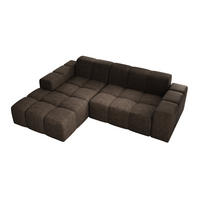 ECKSOFA Fogo ohne Schlaffuktion, L-Form, Sofa Links, Veloursstoff, 245x68x180 cm, Braun - Braun, Holz (180/245cm) - PROMETO Möbel