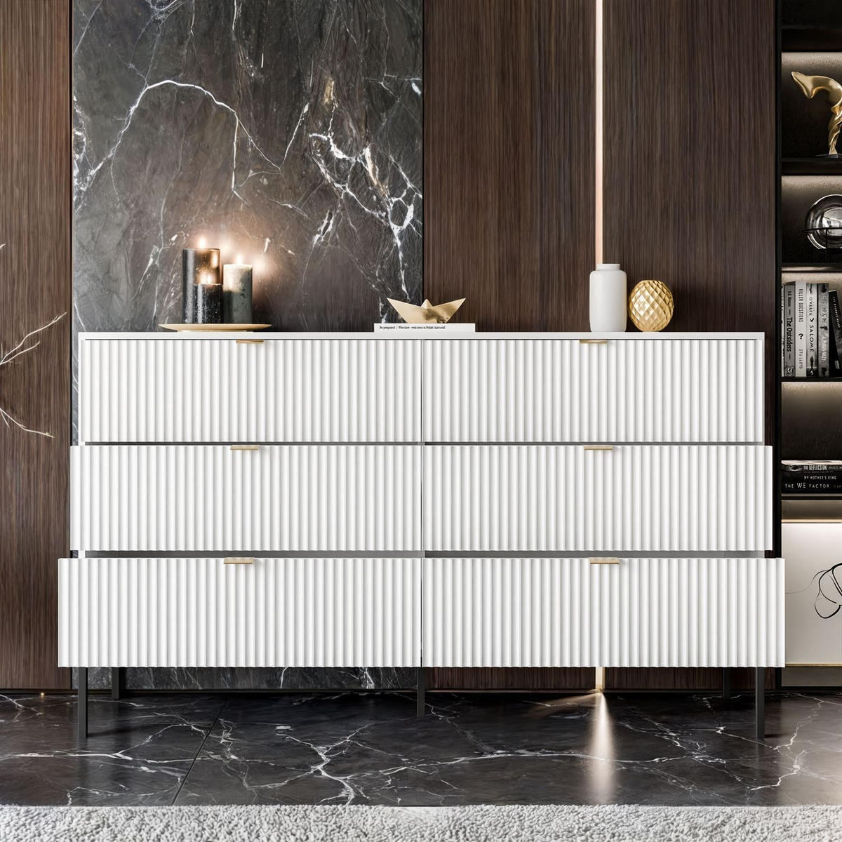 KOMMODE CORTADO KS154 MIT SCHUBLADEN WEISS - Weiß, Holzwerkstoff (154/91/39cm) - Lookway