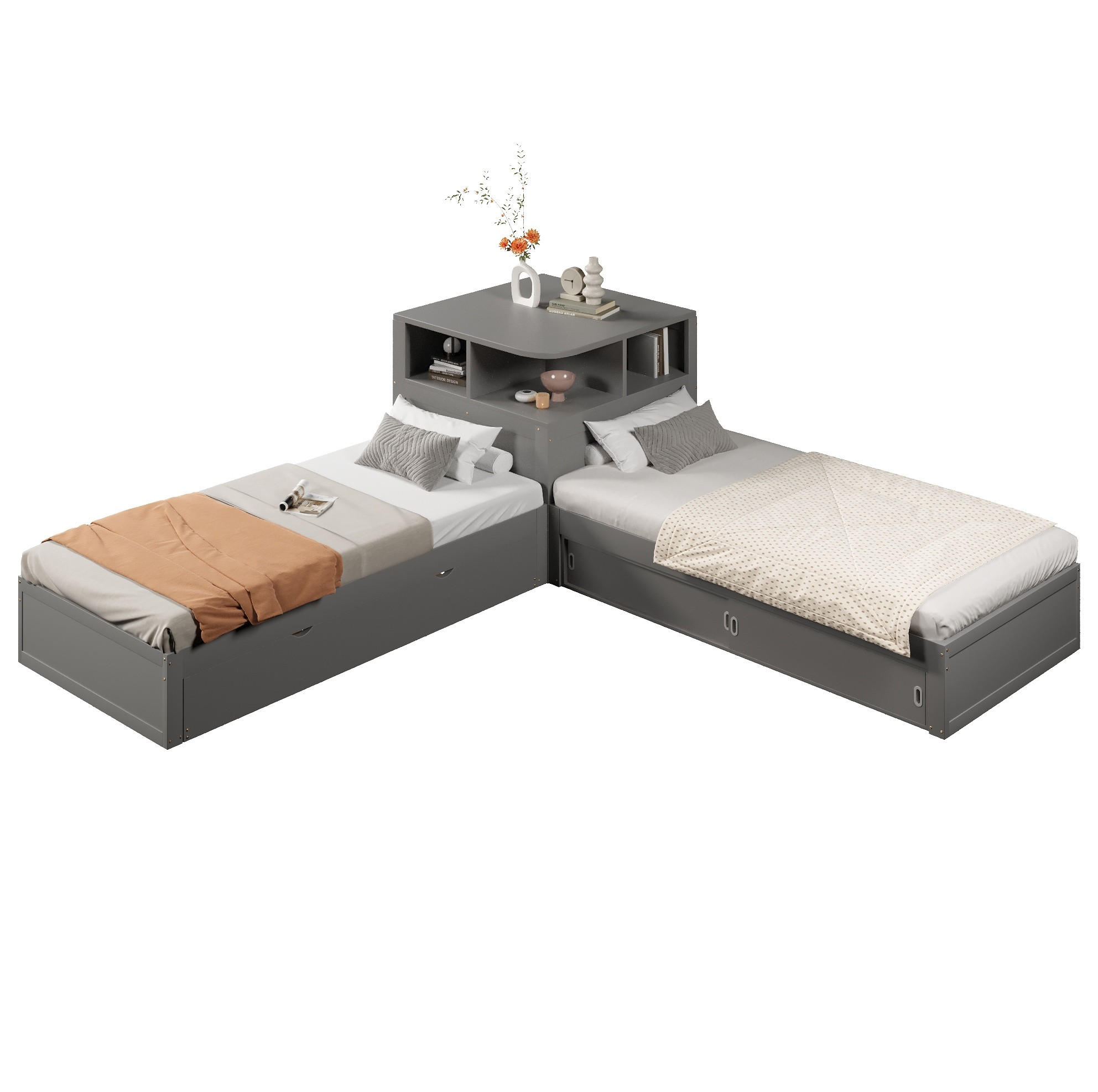 Ivmeu Einzelbett Grau 90x200 cm