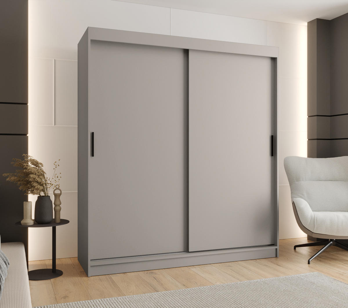 ŠATNÍ skříň s posuvnými dveřmi 200/180/62 2dveřová - černá/kašmírová, dřevo/plast (180/200/62cm)