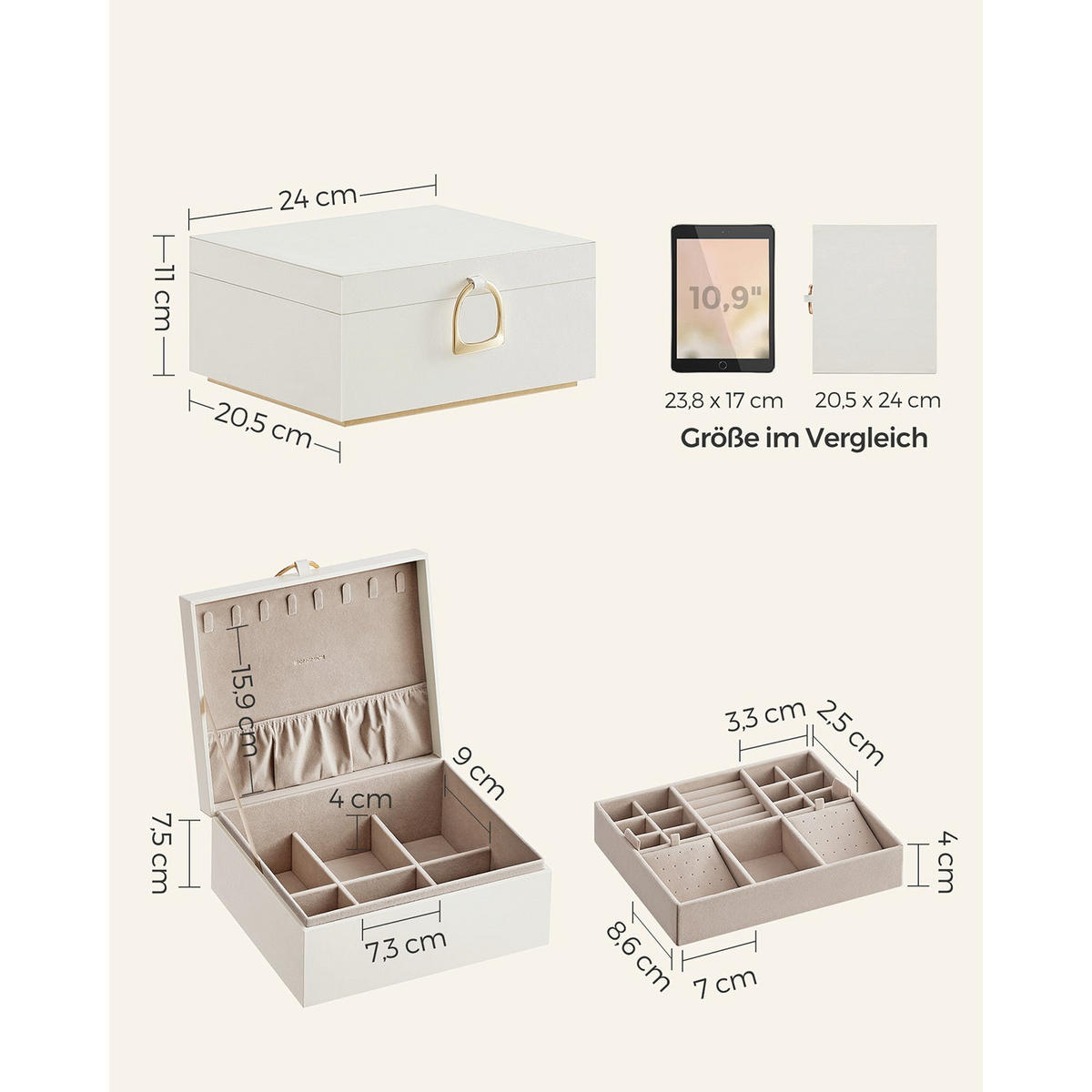 SCHMUCKKÄSTCHEN SANTO DOMINGO - Weiß, Holzwerkstoff (24/11/20.5cm) - Hansiro