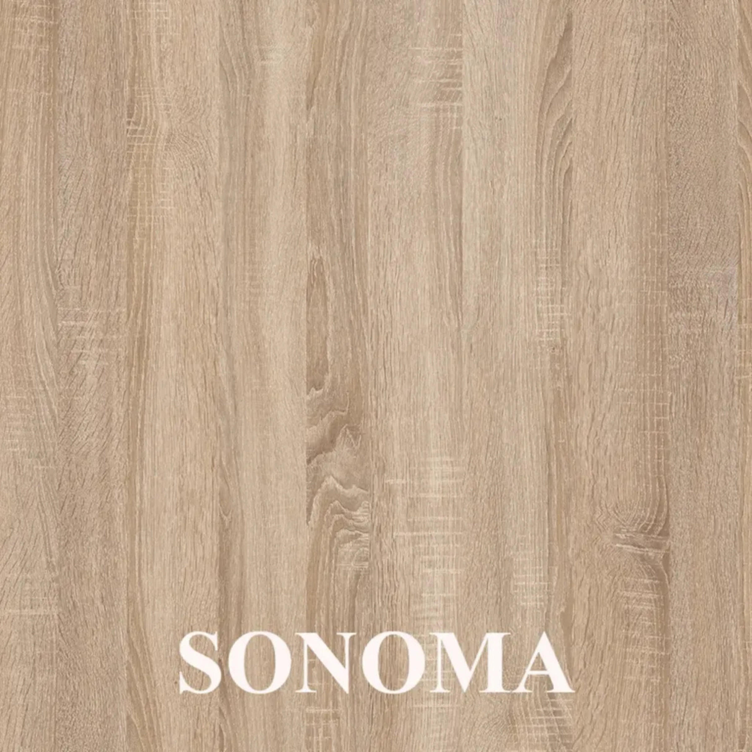 ESSZIMMERTISCH LOFT O, Tisch Durchmesser: 90 cm, Wohnzimmertisch Farbe: SONOMA, mit Holzbeinen in Farbe Weiß - Weiß/Sonoma Eiche, Holzwerkstoff (90/90/76cm) - Sepro Meble