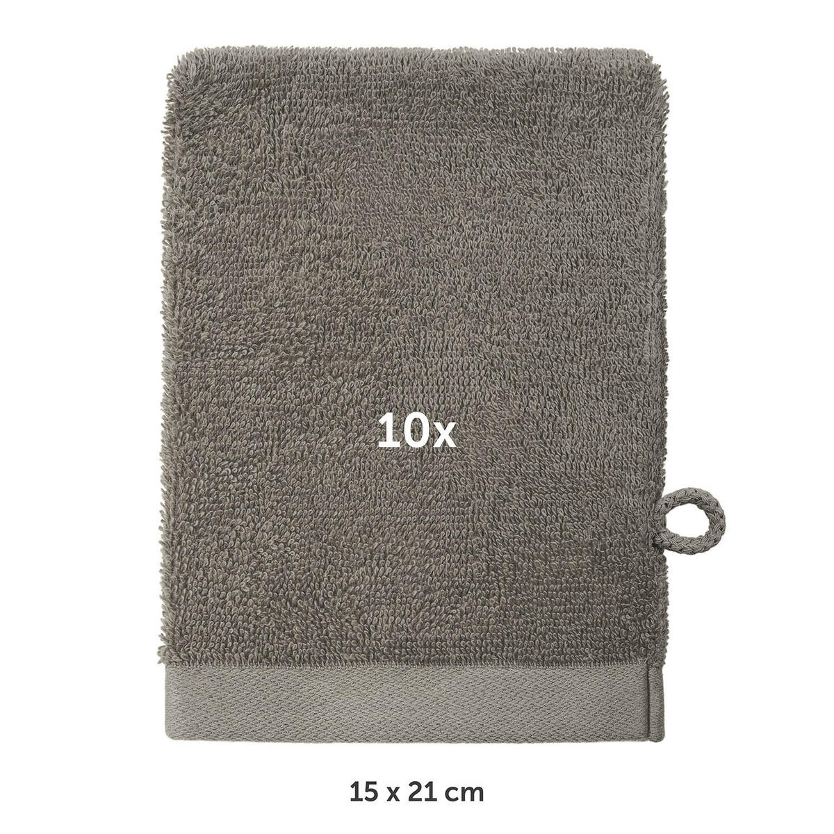 WASCHLAPPEN 10er-Set, 10x Waschlappen 15/20 cm, Grau - Grau, Textil (15/20cm) - Blumtal
