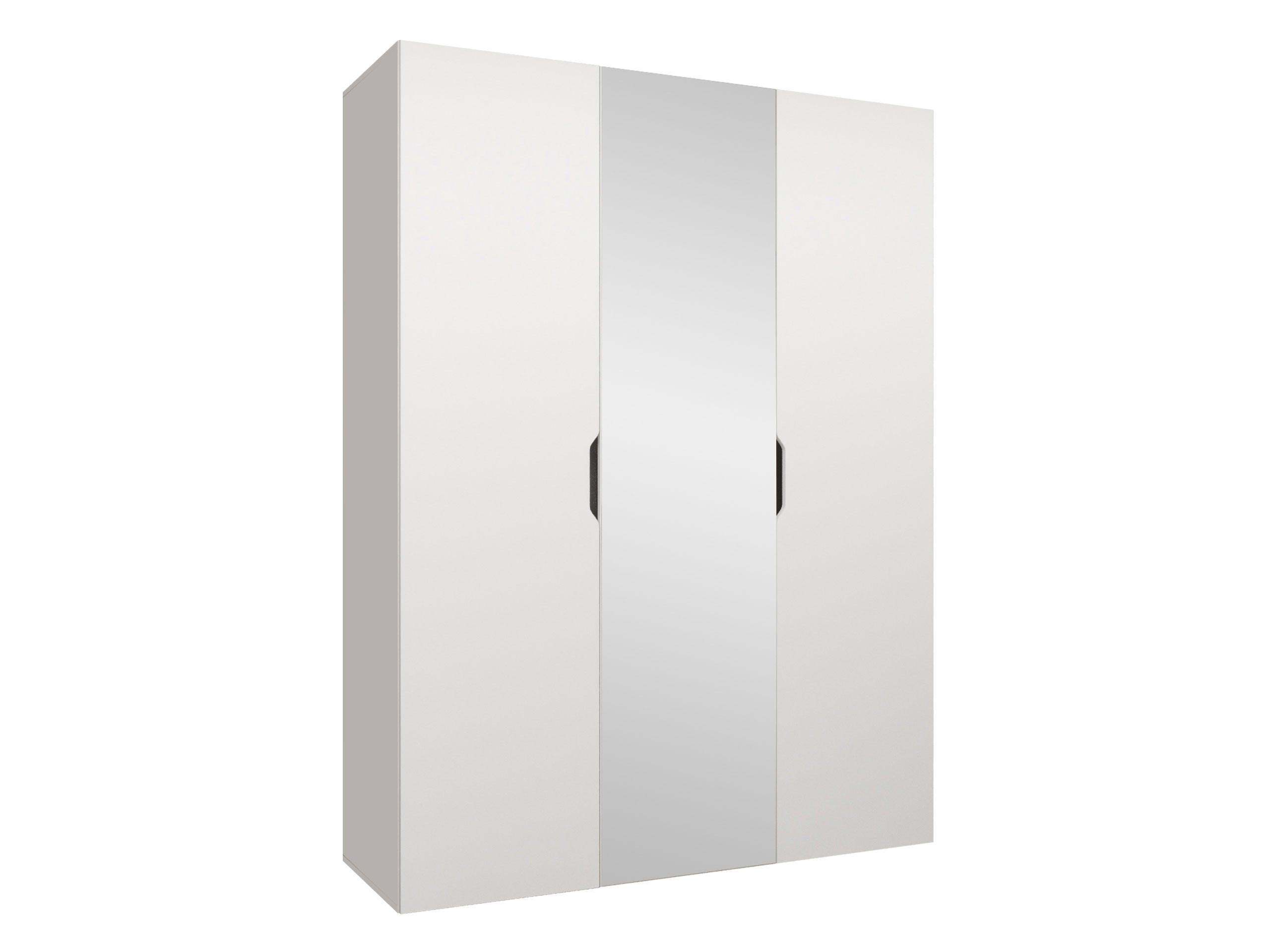 DREHTÜRENSCHRANK Malaga 150 mit Frontspiegel - Weiß, Holzwerkstoff (150/202/52cm) - MIRJAN24