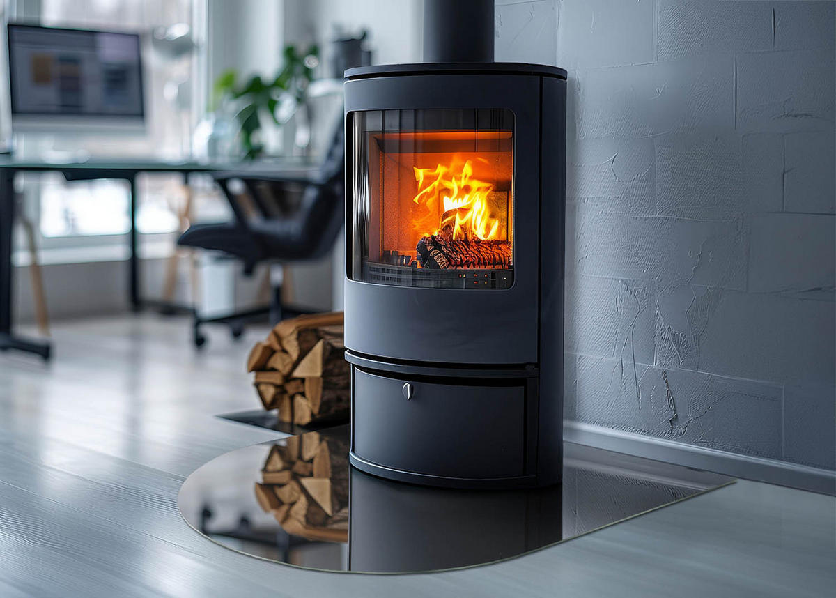 GLASPLATTE für Kamin 80x70 cm - Grau, Glas (80/70/0.4cm) - TULUP