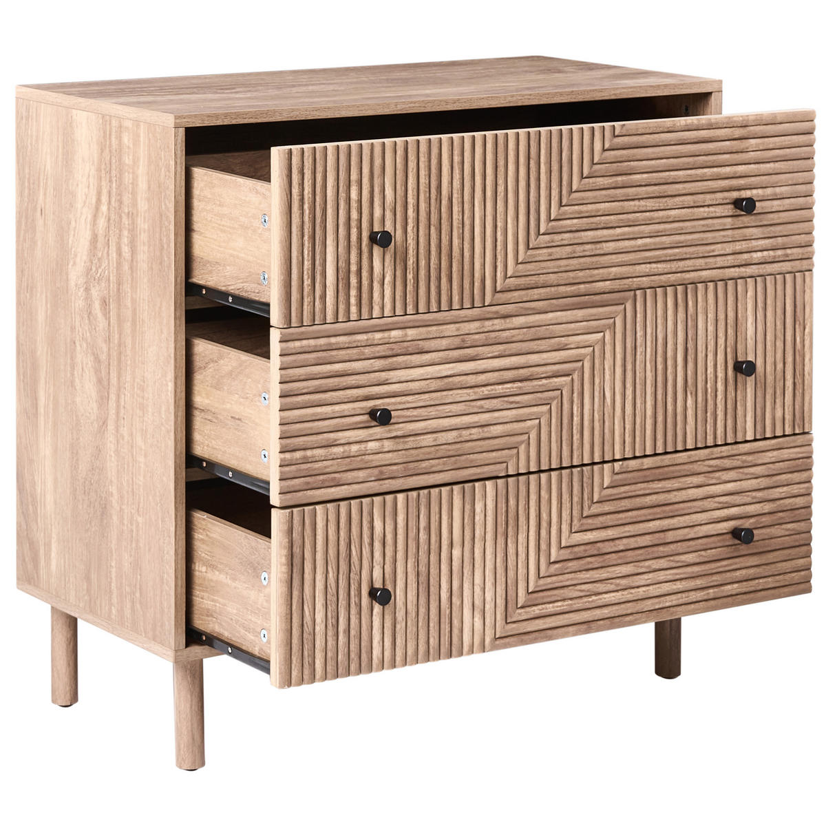 KOMODA s 3 zásuvkami Světle hnědá Ronge - světle hnědá, kompozitní dřevo (80/77/40cm) - Beliani