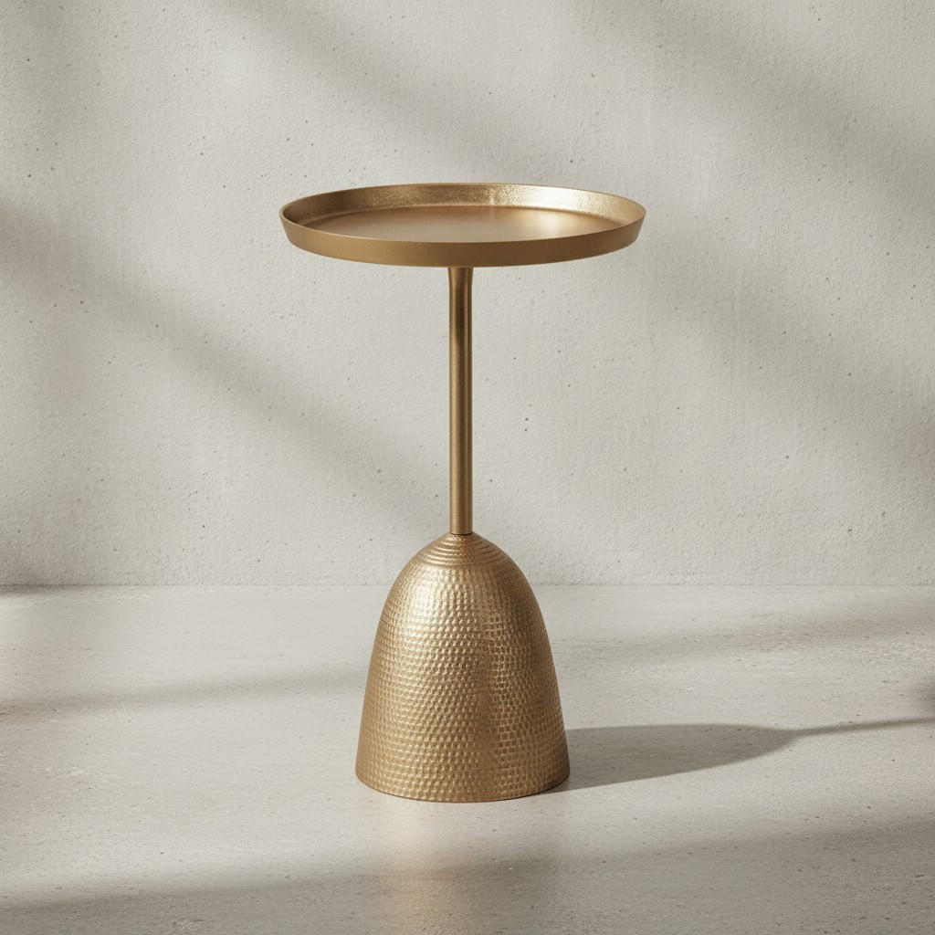 BEISTELLTISCH – Rund Mattgold Aluminium lackiert 33x33x53 cm - Goldfarben, Metall (33/33/53cm) - KADIMA DESIGN