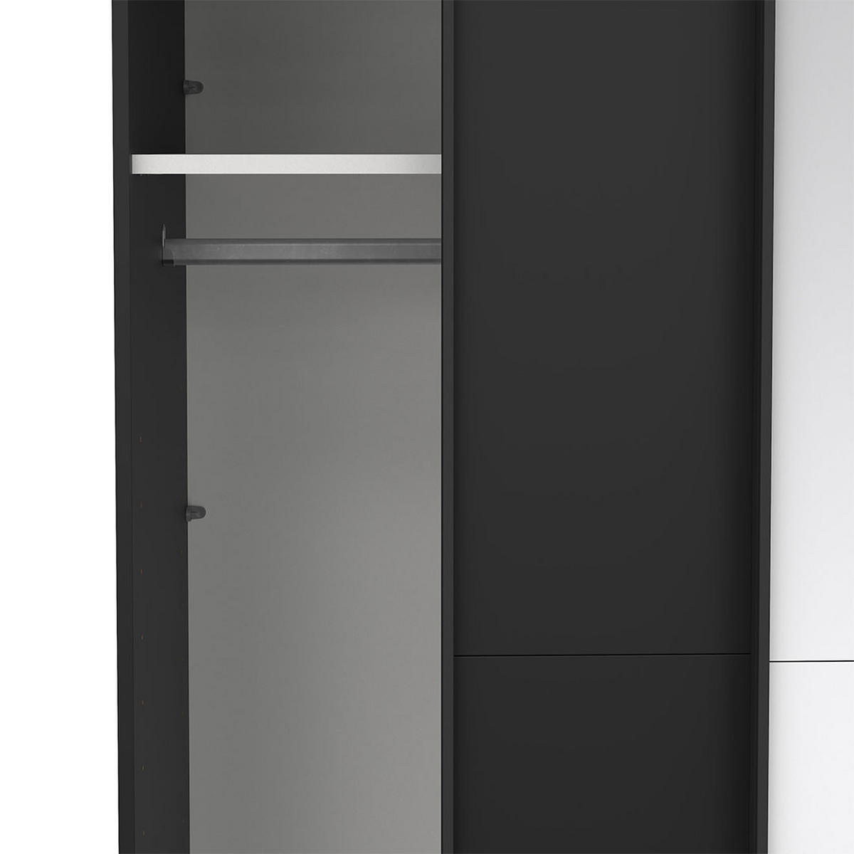 SCHIEBETÜRENSCHRANK, Como, Schwarz, Holzwerkstoff, 119 x 67 x 221 cm - Schwarz, Holzwerkstoff (119/221/67cm) - ebuy24