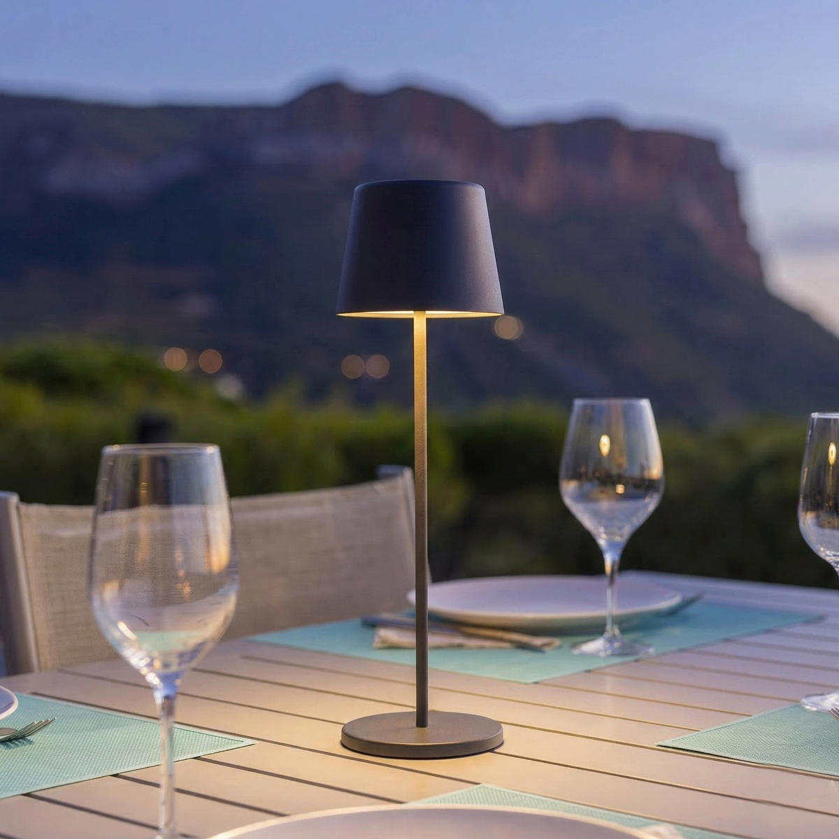 KELLY Kabellose Tischleuchte H38CM - Dunkelgrau, Metall (10/10/38cm) - Lumisky