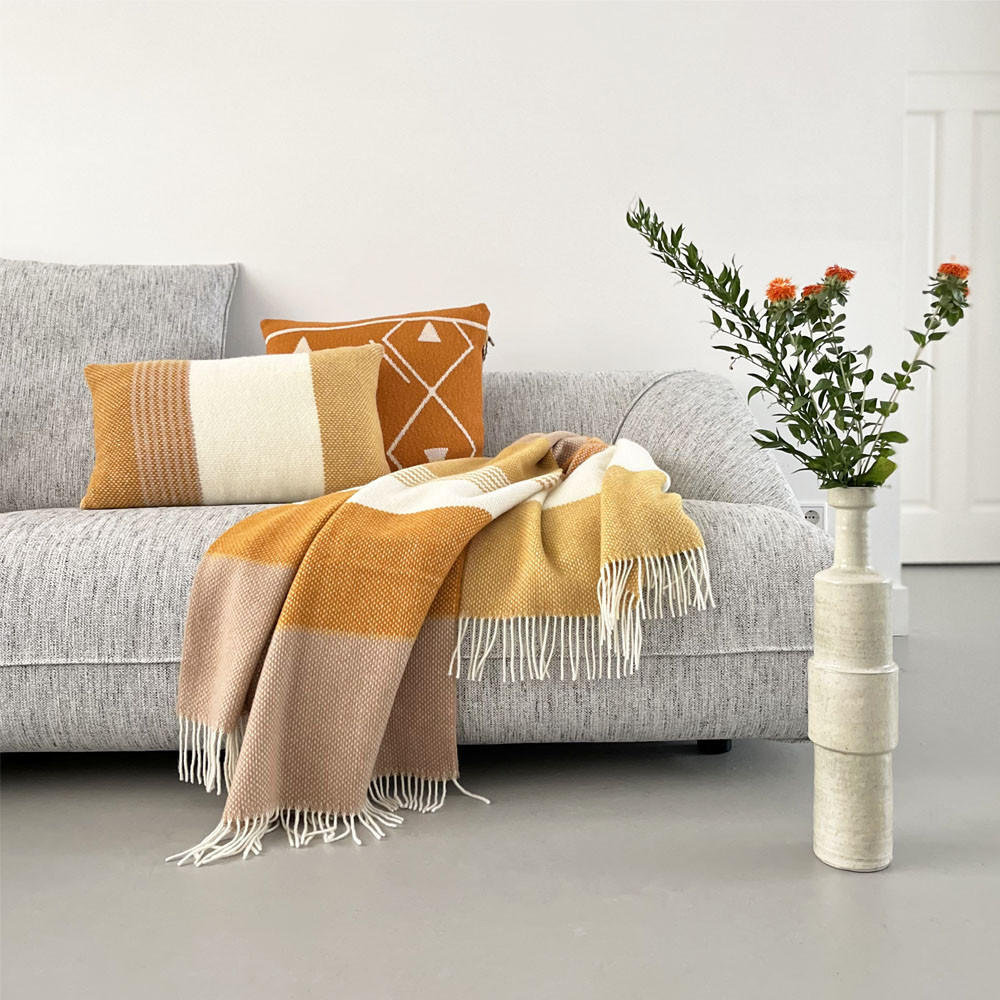 WOLLDECKE Festivity gelb 140x200 New Zealand Lamb Wolle - Gelb/Multicolor, Textil (140/200cm) - Malagoon