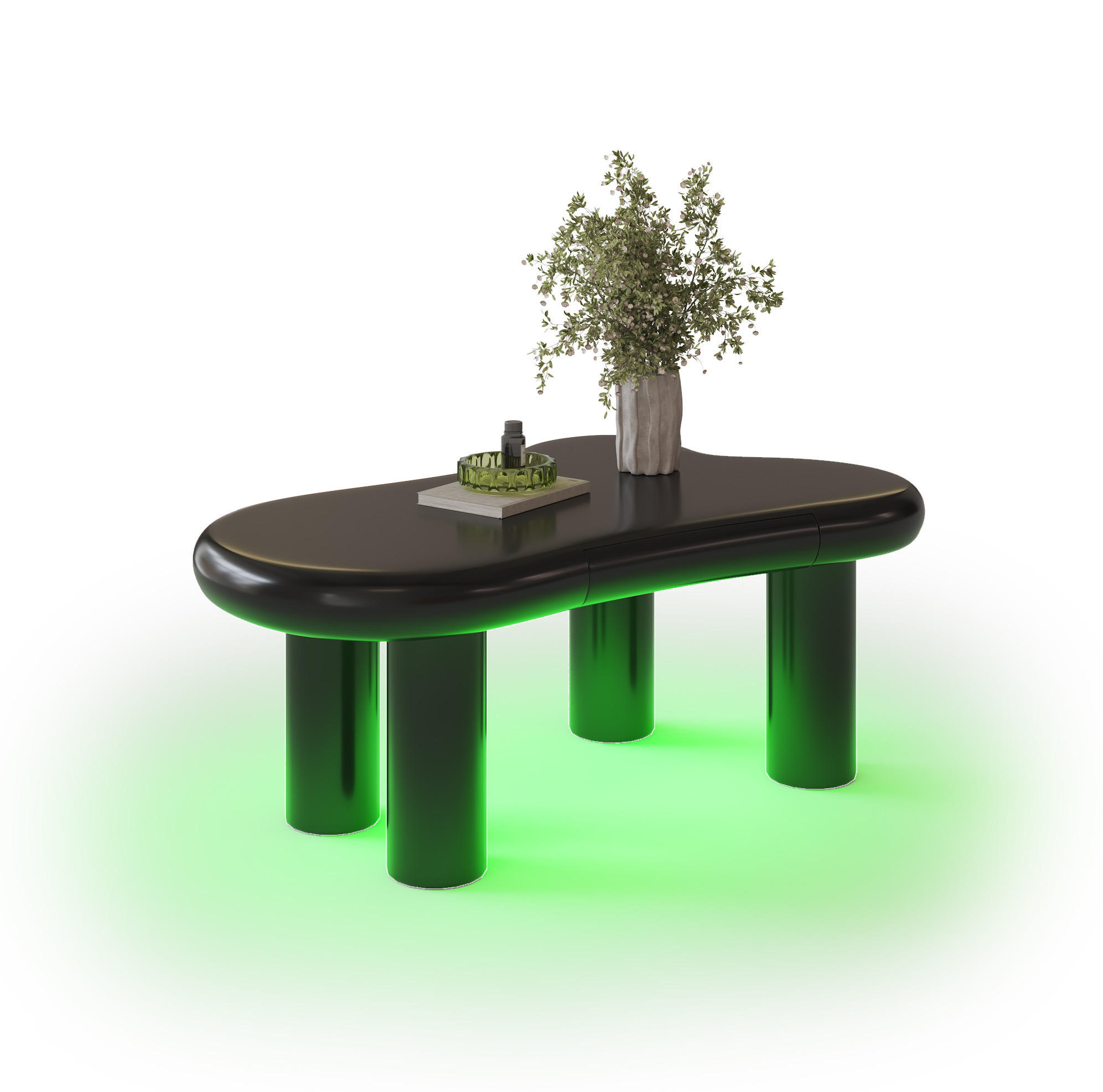 Modfu KONFERENČNÍ stolek z MDF 98x65,5x40 cm černý s 16barevným LED osvětlením a zásuvkou