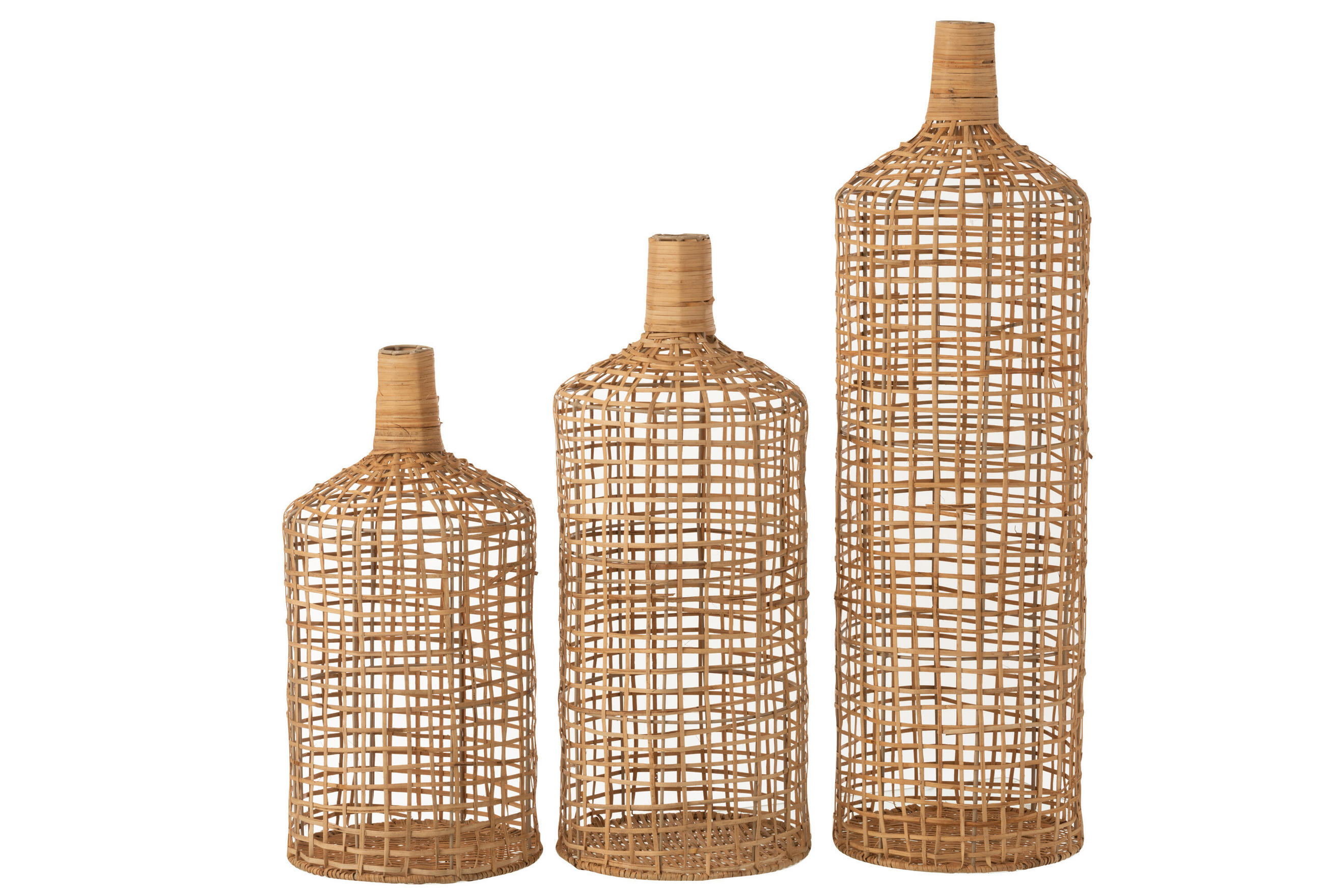 VASE DECO - Rottan - Natürliche - 3er set - Ø 25 cm - Naturfarben, Naturmaterialien (80cm) - J-Line