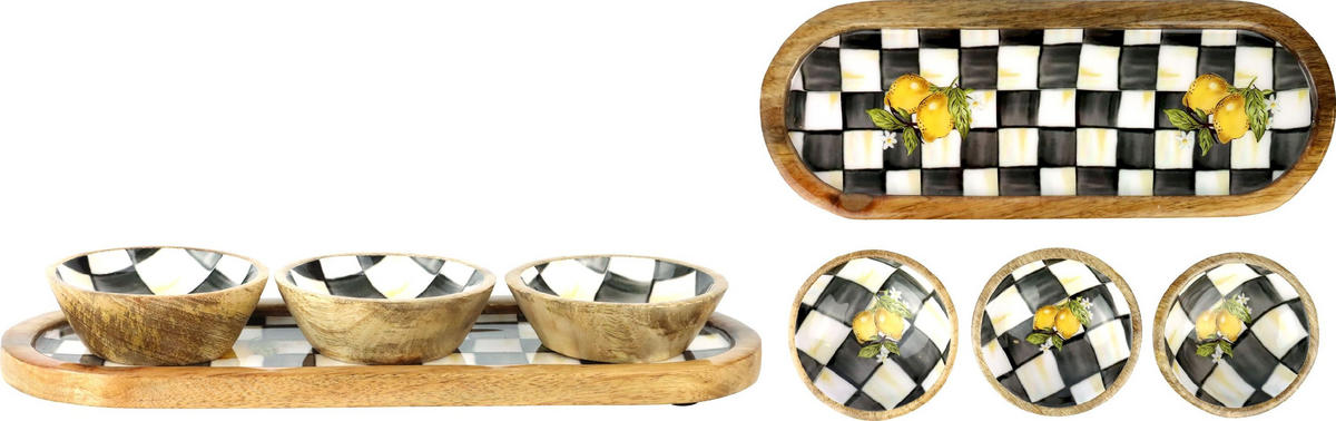 SCHALENENSEMBLE lemon bliss 4-tlg. - Naturfarben, Holz (33/2/12cm) - FURNARO