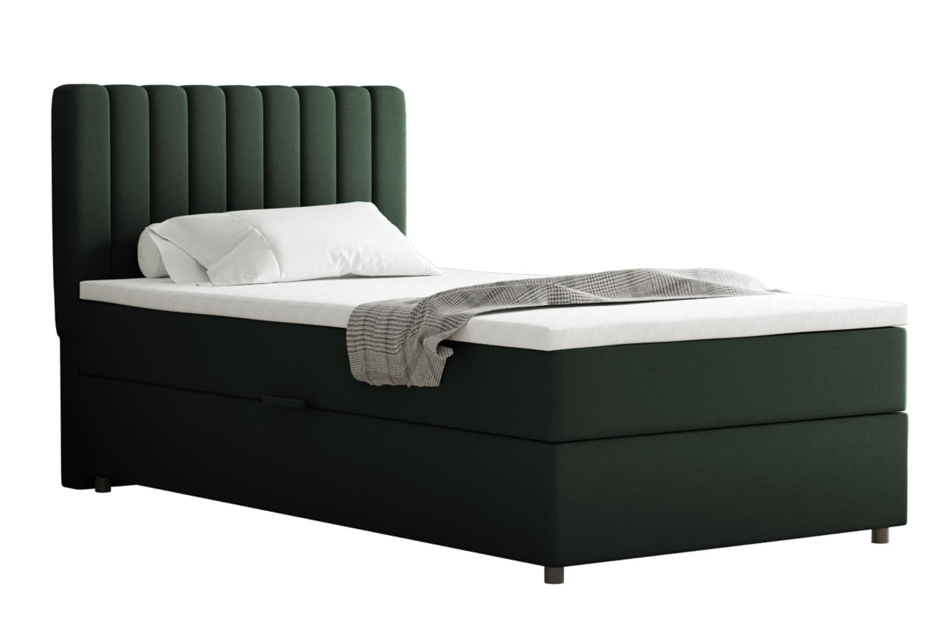 BOXBETT Everest 100 x 200 cm Einzelbett mit hochwertiger Bonell-Matratze und Topper - Grün, Holz (100/200cm) - Panda Möbel