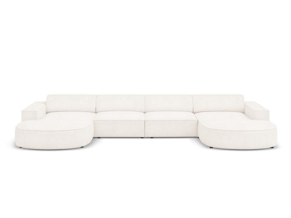 PANORAMASOFA Jodie aus Boucle beige 6 Sitzplätze - Beige, Textil (166/70/364cm) - Micadoni
