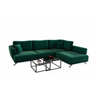 ECKSOFA mit Schlaffunktion und Bettkasten, Lukso-Stoff - Dunkelgrün/Schwarz, Textil/Metall (191/276cm) - Eltap