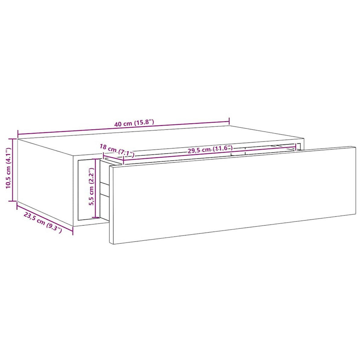 WANDREGALE Mit Schubladen 2Er Set Schwarz 40/23,5/10 Cm Mdf - Schwarz, Holzwerkstoff (23.5/10/40cm) - vidaXL