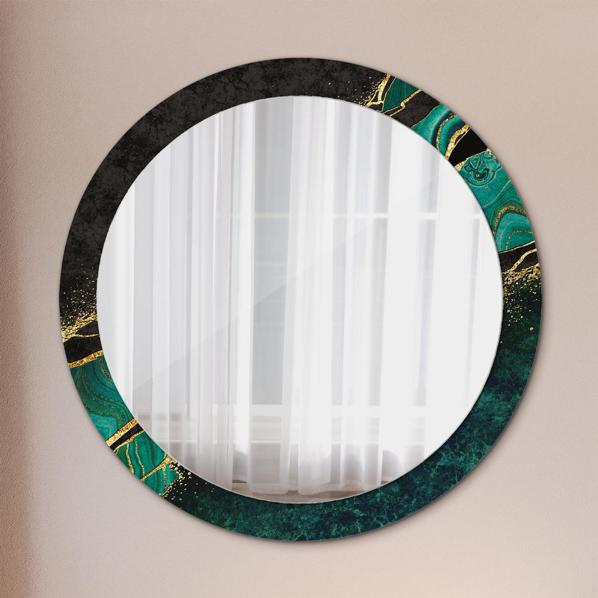 SPIEGEL Ø90 cm Rund mit Aufdruck - Grün, Glas (90/90/0.4cm) - TULUP