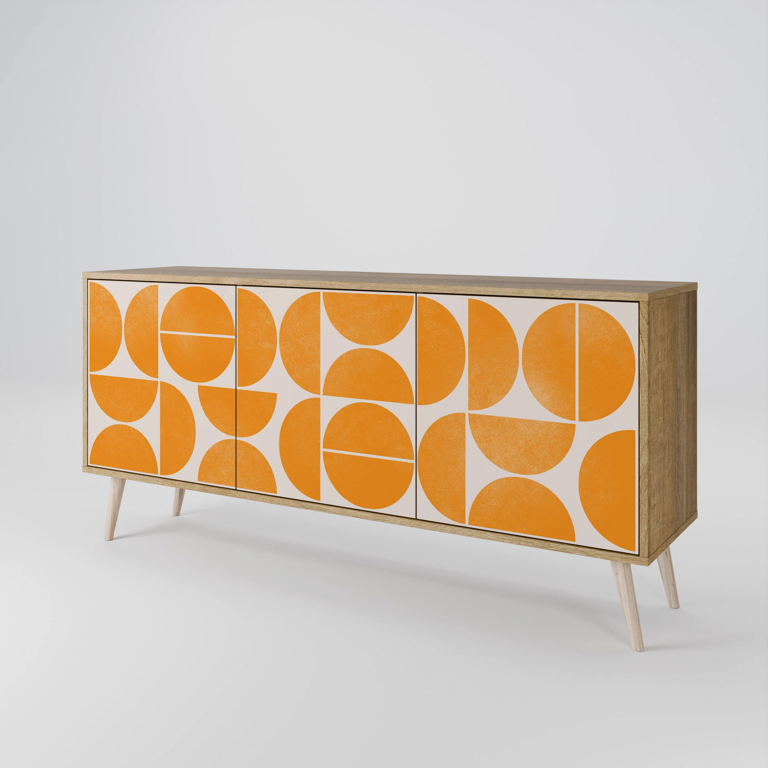 SIDEBOARD RECURRING DREAMS, Eicheneffekt, 164,5x42x77,5 cm, 3 Türen - Eichefarben/Buchefarben, Holzwerkstoff/Buchenholz (164.5/77.5/42cm) - SpaceRebels