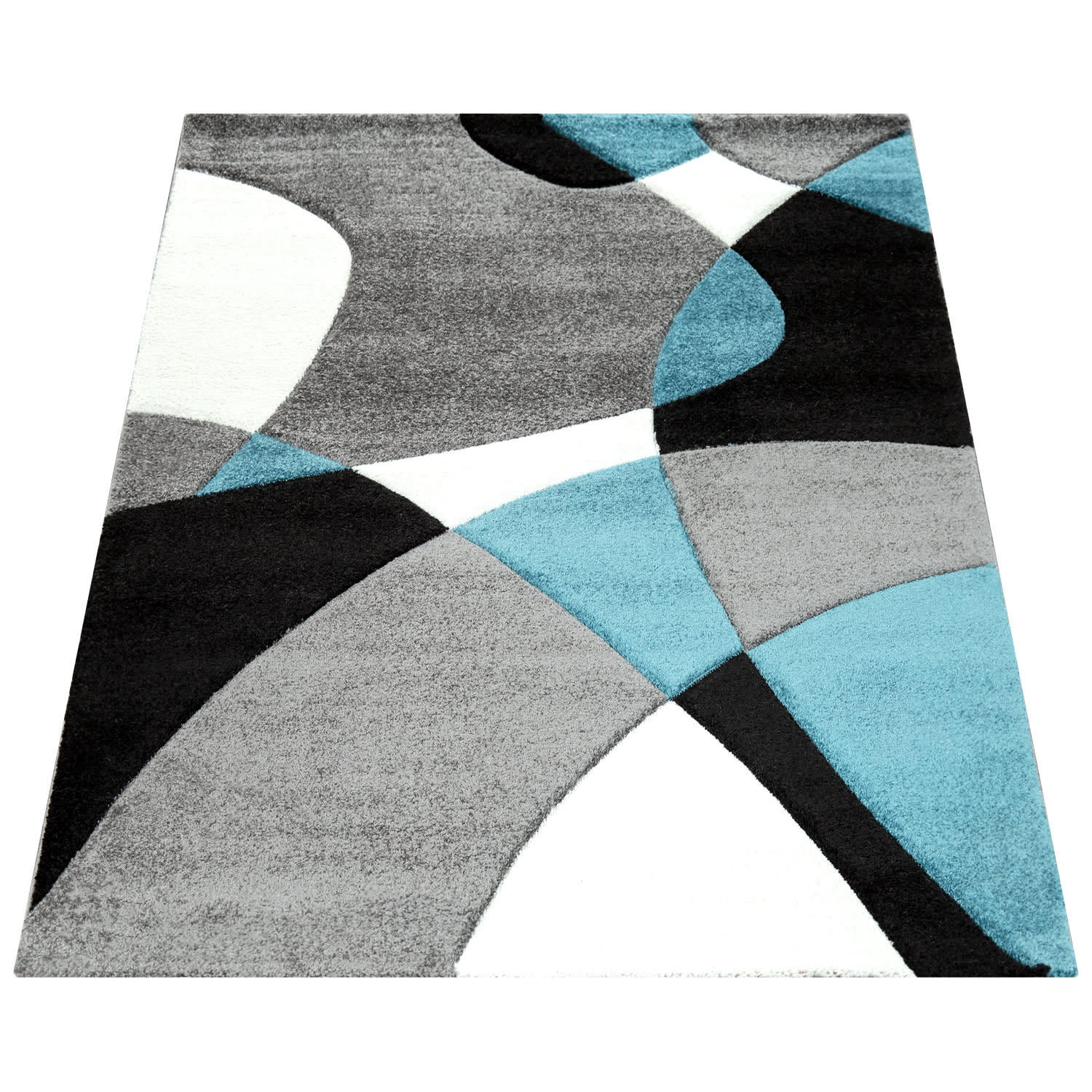 TEPPICH Kurzflor Abstrakt Wohnzimmer schmutzabweisend Türkis Rechteckig 160x230 - Blau, Textil (160/230cm) - KADIMA DESIGN